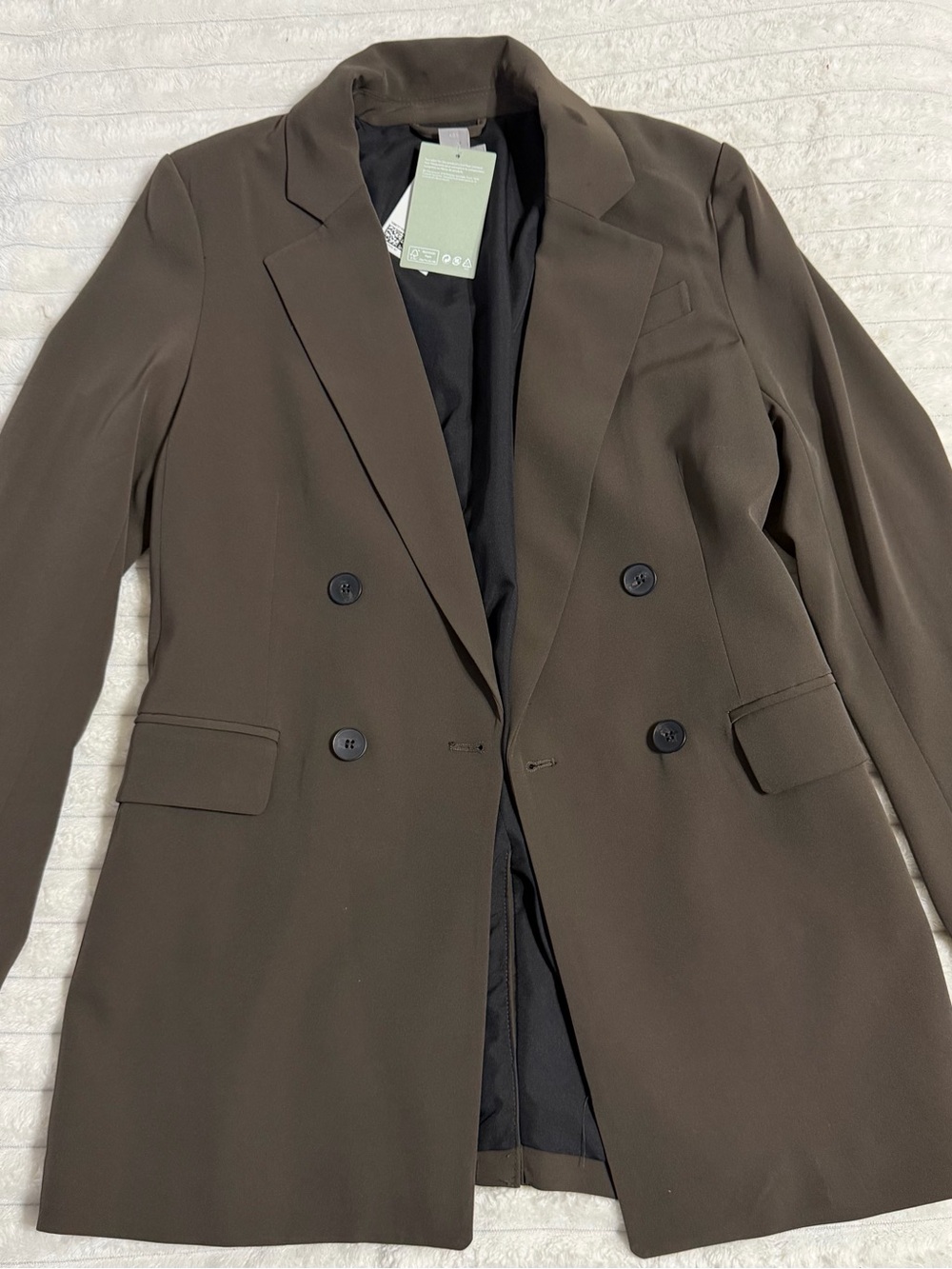 H&M Double-Breasted Oversized Brown Blazer Jacket